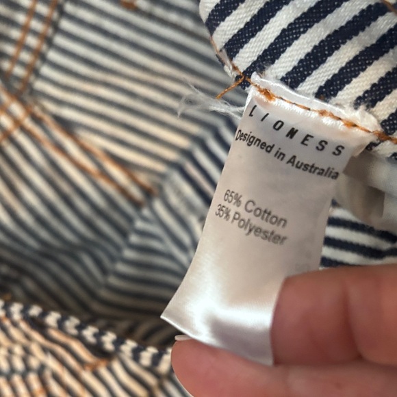 Lioness Top Model navy and White Striped jeans wide leg size large - Picture 4 of 5